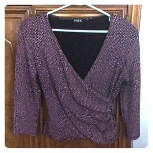 Pink and black sparkle wrap top